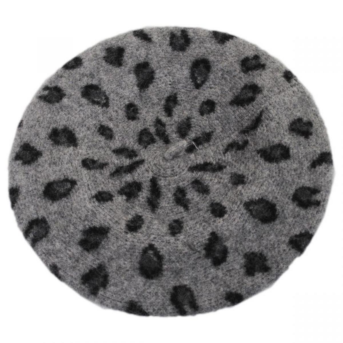 San Diego Hat Company | Leopard Wool Beret | 151610 | profile | GREY