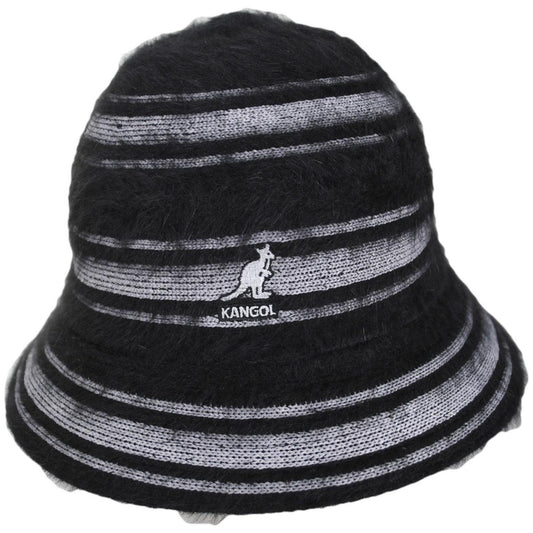 Kangol | Furgora Pop Stripe Casual Bucket Hat | 185833 | front | BLACK/WHITE