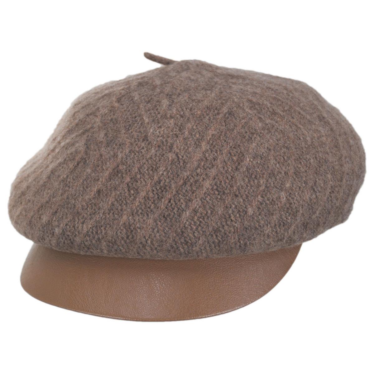 Scala | Alicent Boiled Wool Jockey Cap | 106423 | lead | PECAN