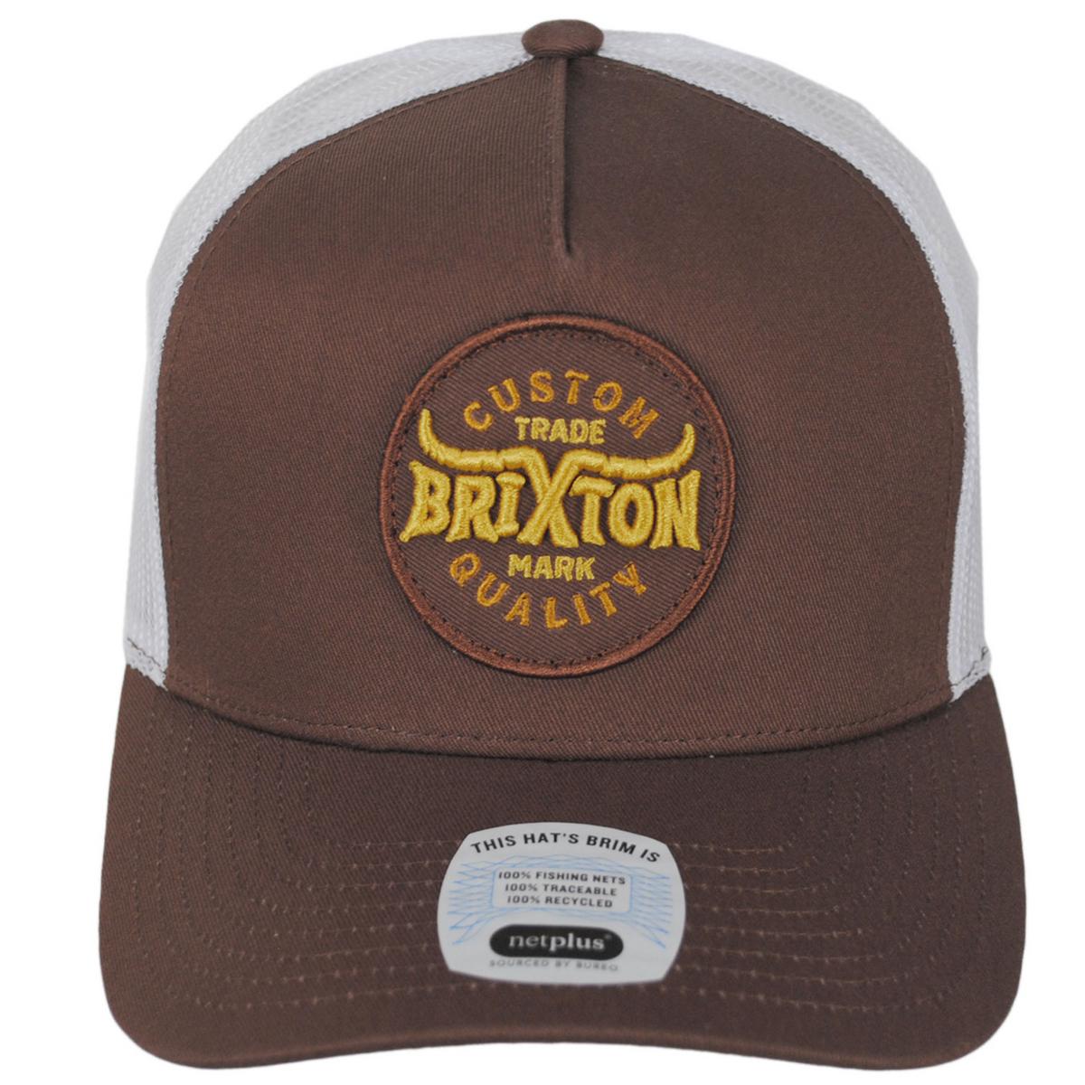 BRIXTON HATS | Gibson Netplus MP Mesh Trucker Snapback Baseball Cap | 201859 | front | BROWN/OFF WHITE
