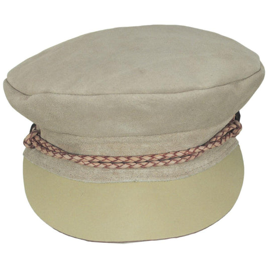 BRIXTON HATS | Kayla Leather Suede Fiddler Cap | 107412 | front | CREAM/CREAM