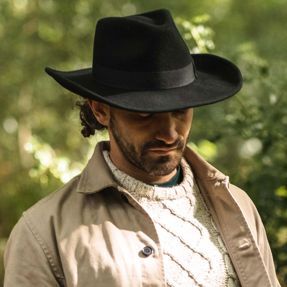 Jaxon Hats | Wholesale Colorado Ultra Wide Brim Wool Felt Fedora Hat B2B Pre-Pack | B2B135200 | lsmone | BLACK