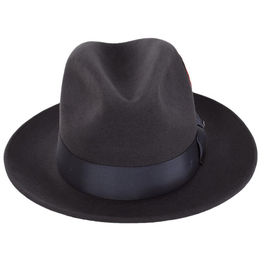 Jaxon Hats | Wholesale Crosby Fur Felt Fedora Hat B2B Pre-Pack | B2B132070 | front | GREY