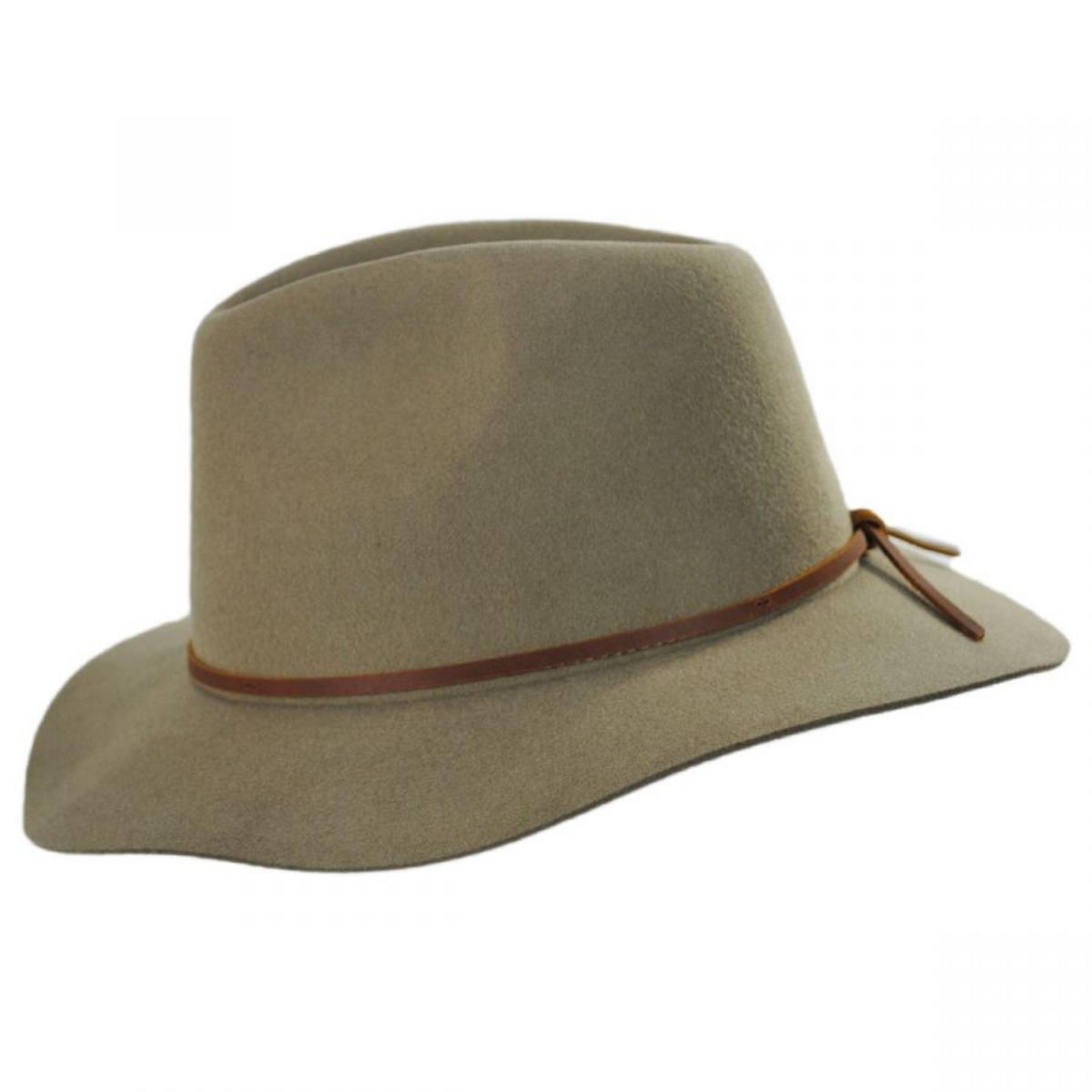 BRIXTON HATS | Wesley Wool Felt Floppy Fedora Hat - Light Tan | 135610LT | profile | LIGHT TAN