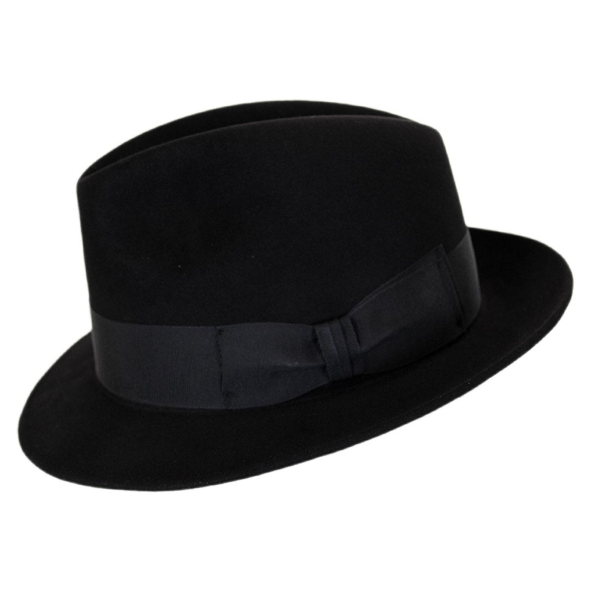 Stefeno Hats | Ultimo Beaver Fur Felt Fedora Hat | 136000 | profile | BLACK