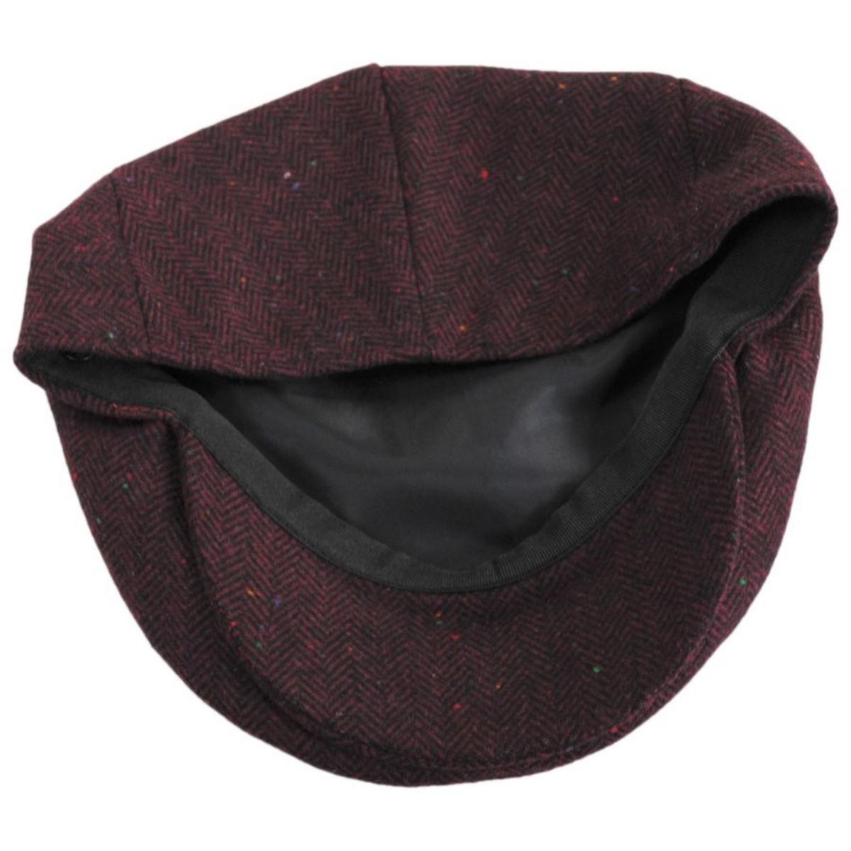 Jaxon Hats | Hillcrest Herringbone Wool Blend Ivy Cap | 167578 | under | BURGUNDY