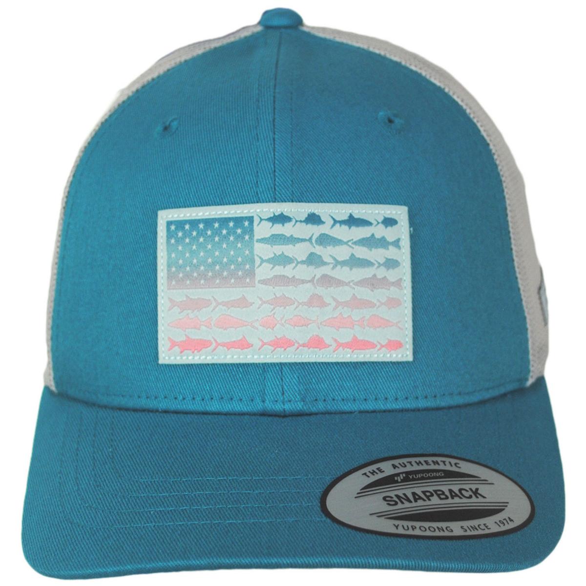Columbia Sportswear | Kid's PFG Fish Flag Snapback Baseball Cap | 509610 | front | CANYON BLUE COOL GREY