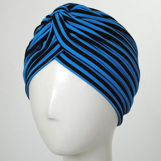 Jeanne Simmons | Striped Soft Poly Turban | 106531 | lead | TURQUOISE