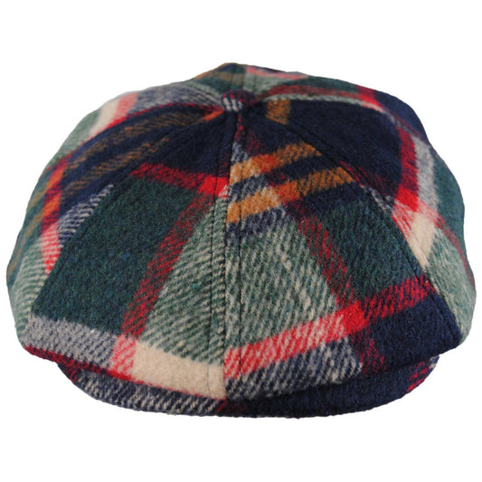 BRIXTON HATS | Brood Plaid Newsboy Cap | 161580 | front | NAVY/GREEN/RED/CREAM