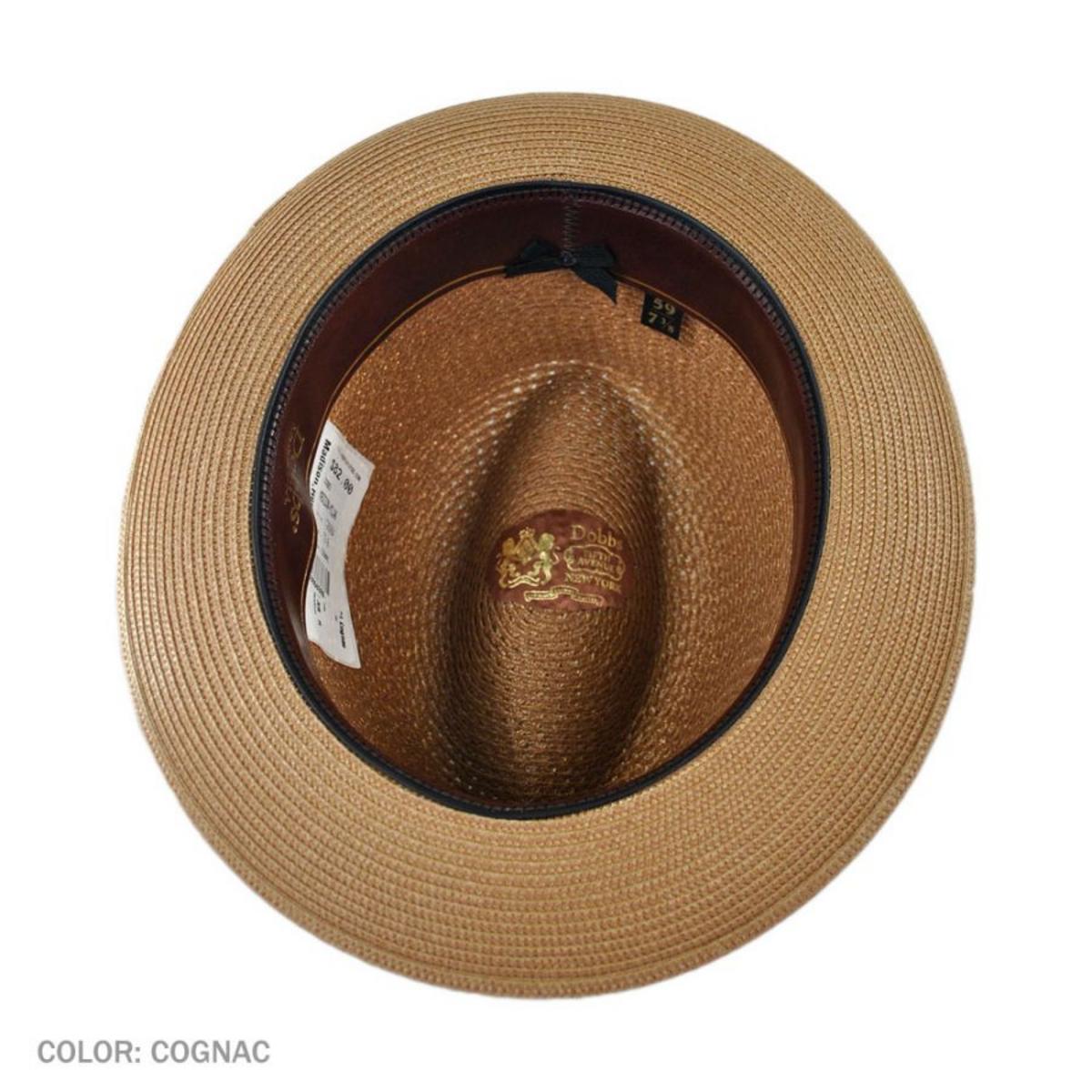 Dobbs | Madison Milan Straw Fedora Hat | 126904 | under | COGNAC