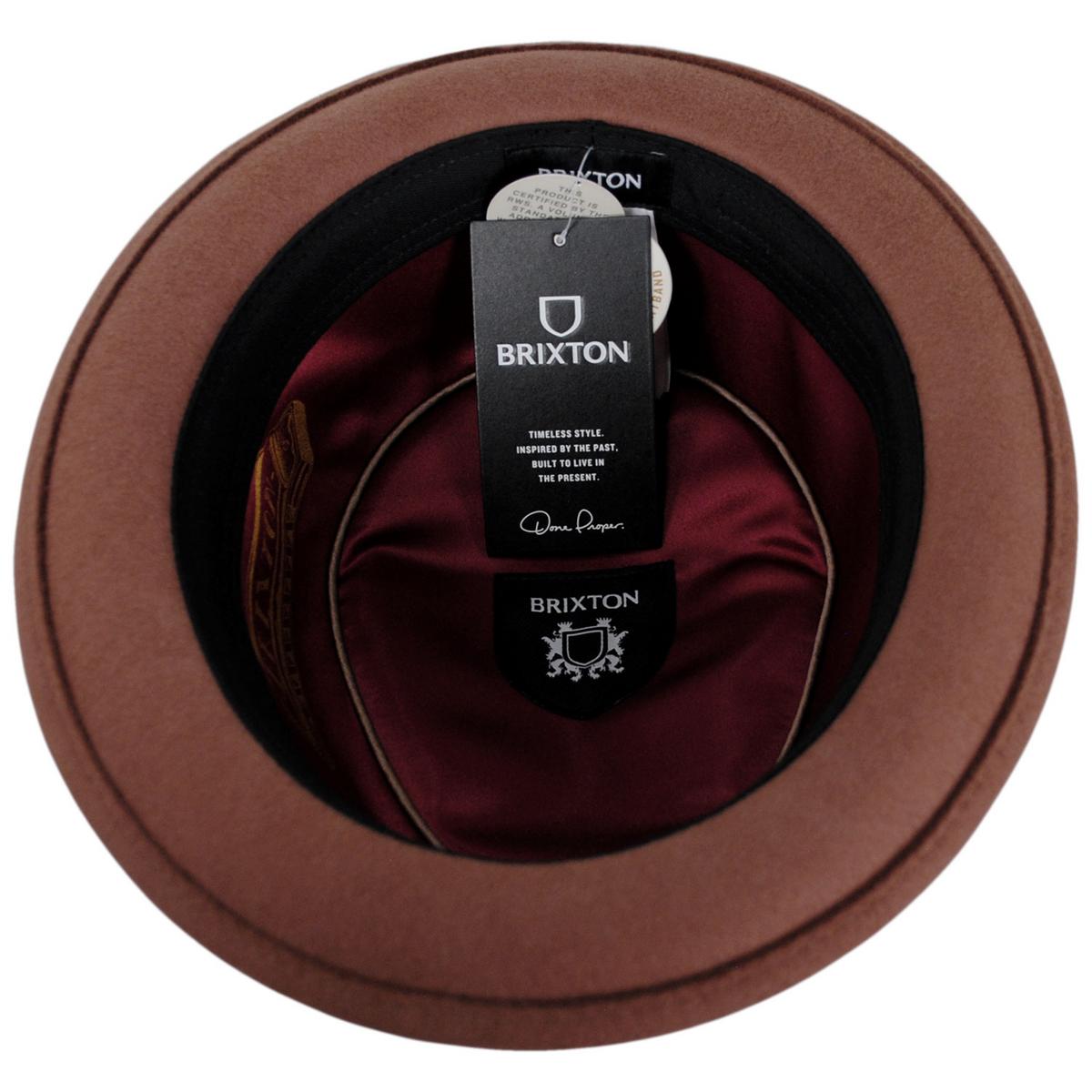 BRIXTON HATS | Stout Wool Felt Diamond Crown Fedora Hat - Sepia/Bronze | 135602SS24 | under | SEPIA/BRONZE