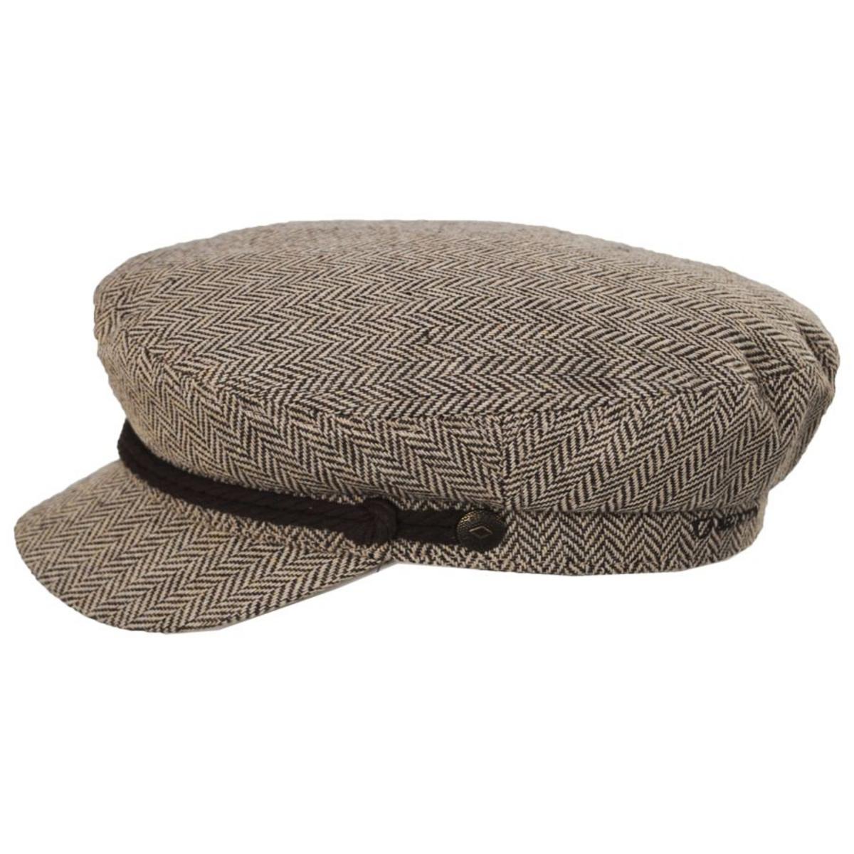 BRIXTON HATS | Wool Blend Herringbone Fiddler Cap - Dark Earth/Sand | 181303DES | profile | DARK EARTH/SAND