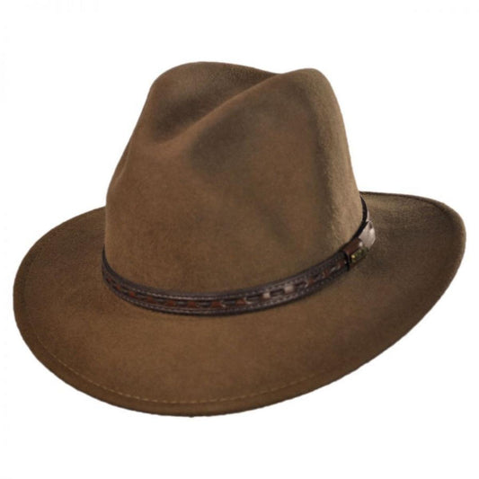 Scala | Traveler Crushable Wool Felt Safari Fedora Hat | 130484 | lead | PECAN