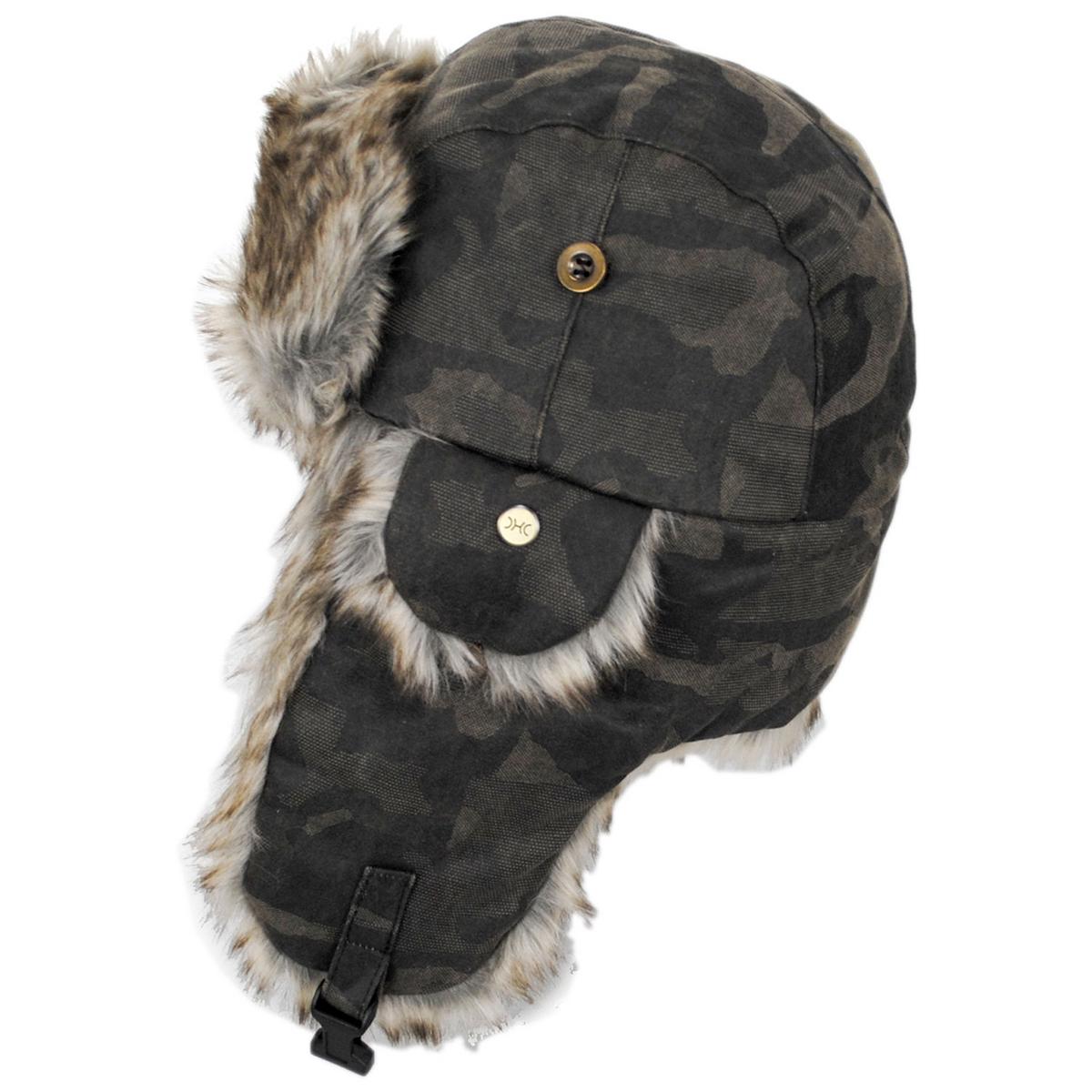Dorfman Pacific | Zandar Weathered Cotton Trooper Hat | 400254 | profile | CAMO