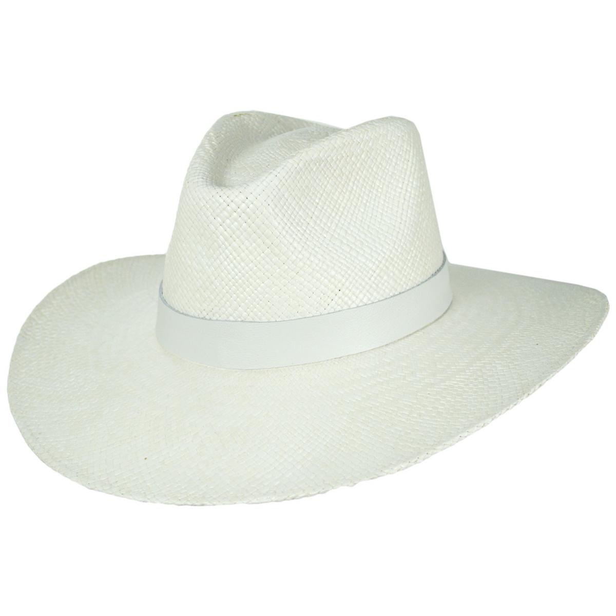 BRIXTON HATS | Harper Panama Straw Fedora Hat | 104050 | lead | WHITE