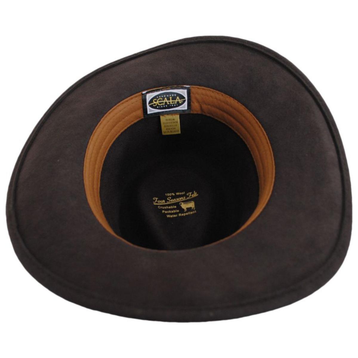 Scala | Falkirk Wool Felt Outback Hat | 130407 | under | CHOCOLATE