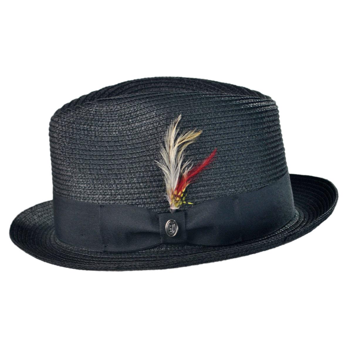 Jaxon Hats | Wholesale Toyo Straw Braid Trilby Fedora Hat B2B Pre-Pack | B2B128500 | profile | BLACK