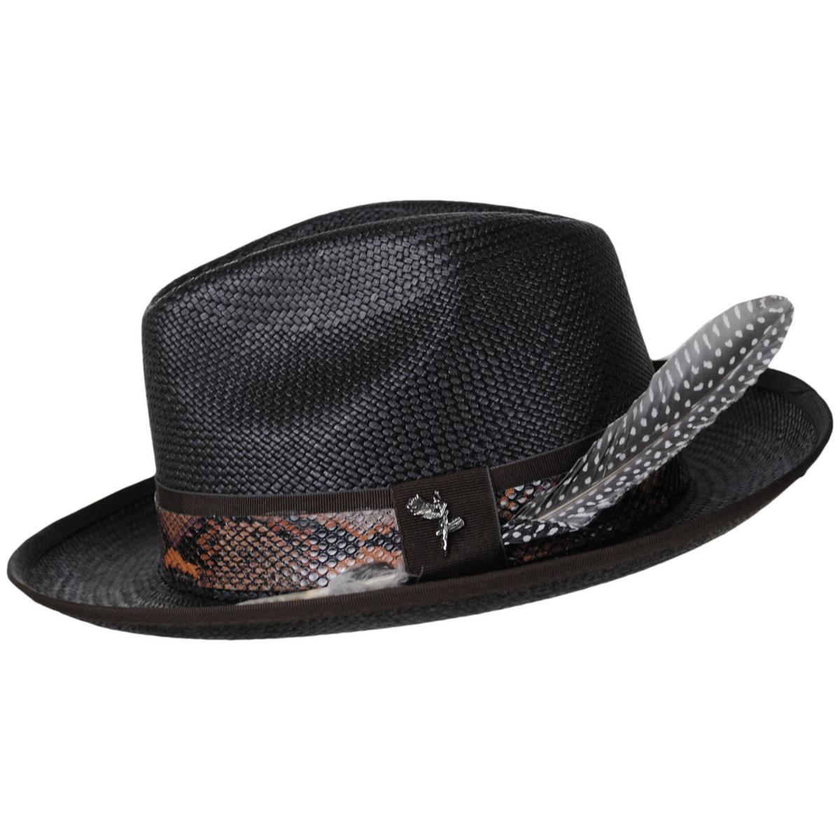 Carlos Santana | Blessing Distressed Panama Straw Fedora Hat | 129804 | profile | DISTRESSED BLACK