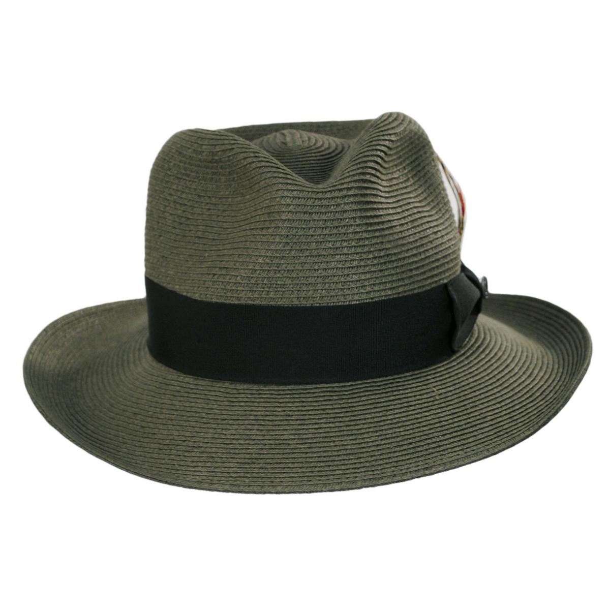 Jaxon Hats | Wholesale Summer C-Crown Toyo Straw Fedora Hat B2B Pre-Pack | B2B129010 | front | OLIVE GREEN