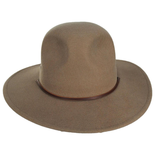 BRIXTON HATS | Cedar Weather Guard Packable Wool Fedora Felt Hat | 135672 | front | KHAKI