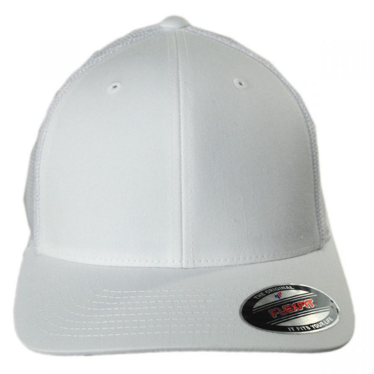 Flexfit | Tonal Cotton Blend Trucker Fitted Baseball Cap | 221504 | front | WHITE