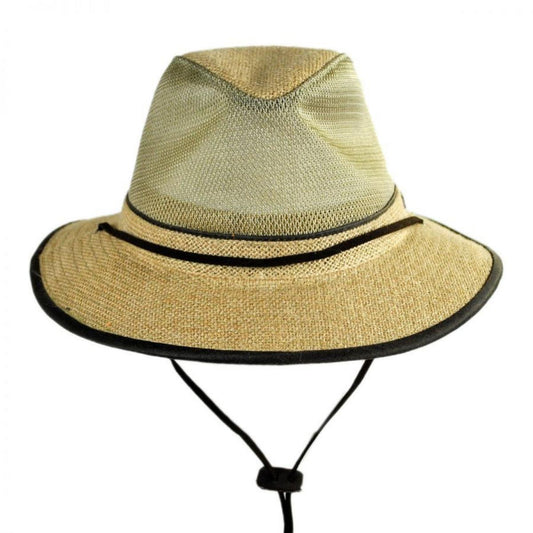 Conner | Mesh Crown Hemp Safari Fedora Hat | 402503 | front | CAMEL