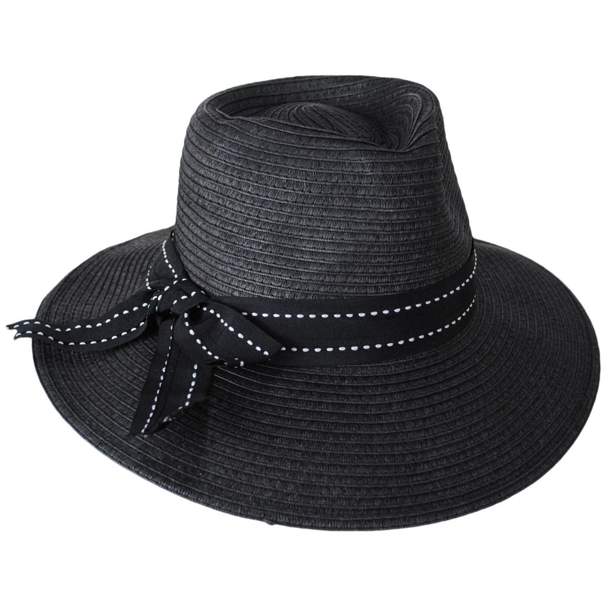 Physician Endorsed | Sadie Toyo Straw Fedora Hat | 102667 | lead | BLACK/BLACK
