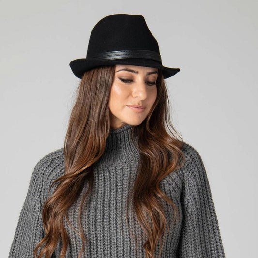 San Diego Hat Company | Indie Wool Felt Fedora Hat | 108942 | lsmone | BLACK