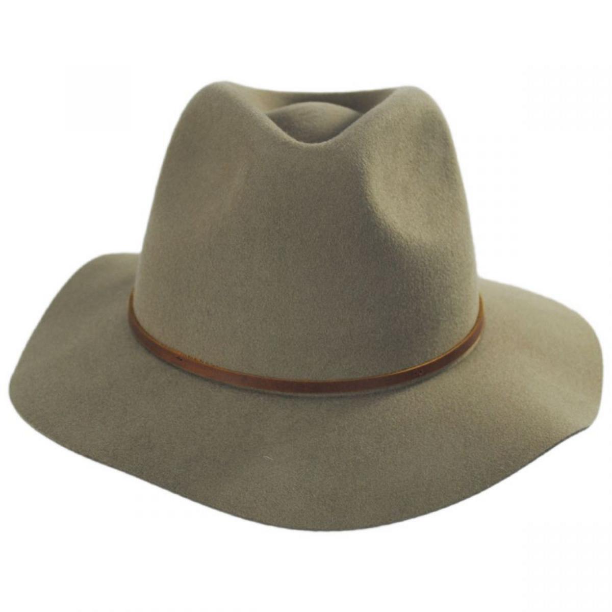BRIXTON HATS | Wesley Wool Felt Floppy Fedora Hat - Light Tan | 135610LT | front | LIGHT TAN