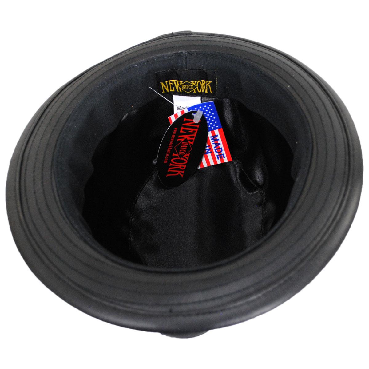 NEW YORK HAT CO | Lambskin Leather Fedora Hat | 142007 | under | BLACK