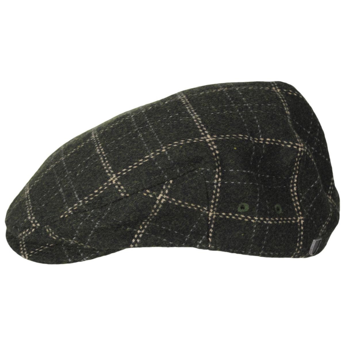 BRIXTON HATS | Hooligan Lightweight Windowpane Plaid Ivy Cap - Moss/Beige | 161559MB | profile | MOSS/BEIGE