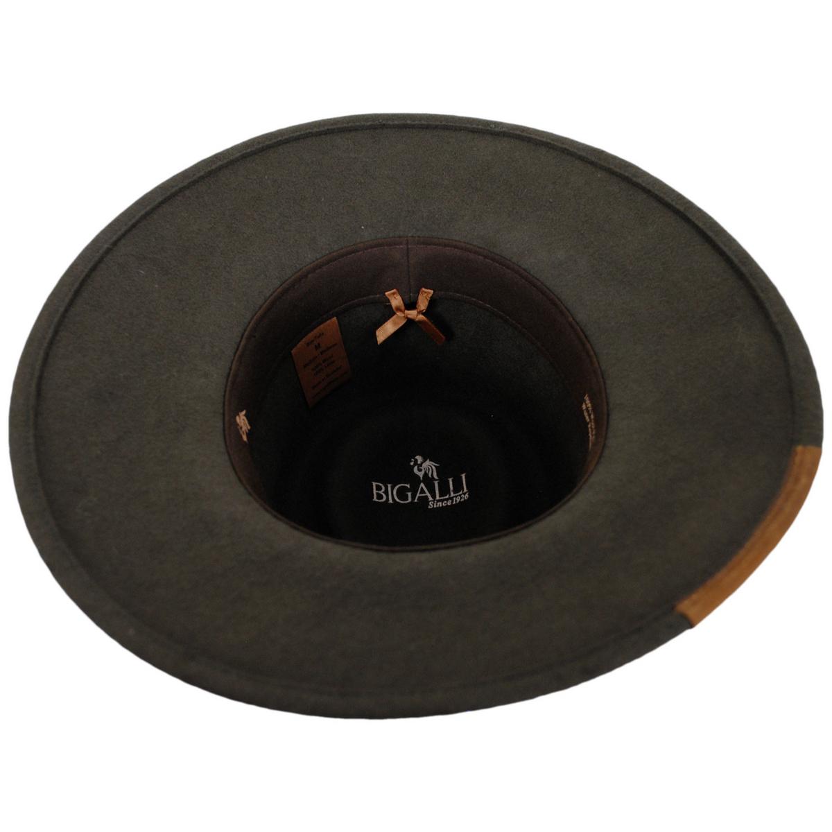 Bigalli | Saggy Distressed Wool Felt Outback Hat | 131432 | under | MOSS