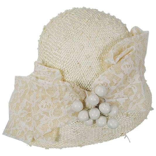 Jeanne Marie | Knotted Sisal Straw Asymmetrical Cloche Hat | 122470 | front | NATURAL