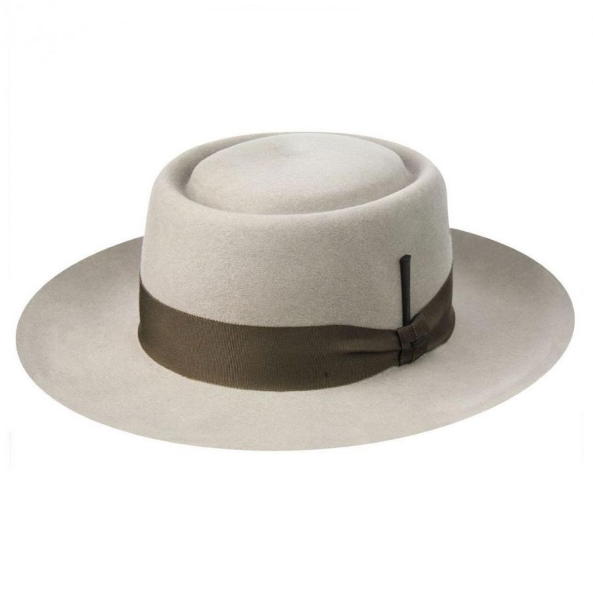 Bailey 1922 | Walsh Polished Wide Brim Wool Felt Pork Pie Hat | 130363 | lead | PLAZA TAUPE