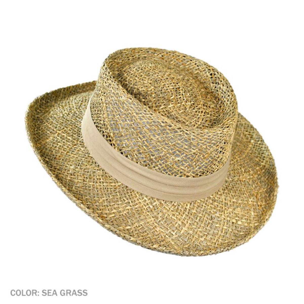 Jaxon Hats | Pebble Beach Seagrass Straw Gambler Hat | 129907 | profile | SEAGRASS
