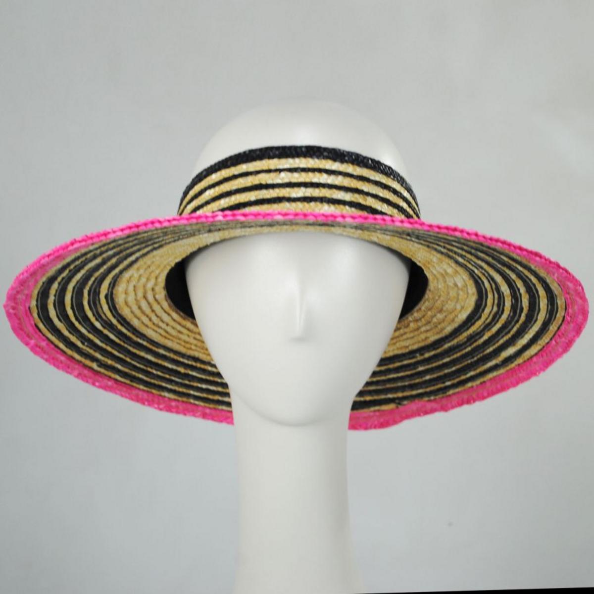 BRIXTON HATS | Joanna Wheat Straw Visor | 198406 | profile | HONEY/BLACK/PINK