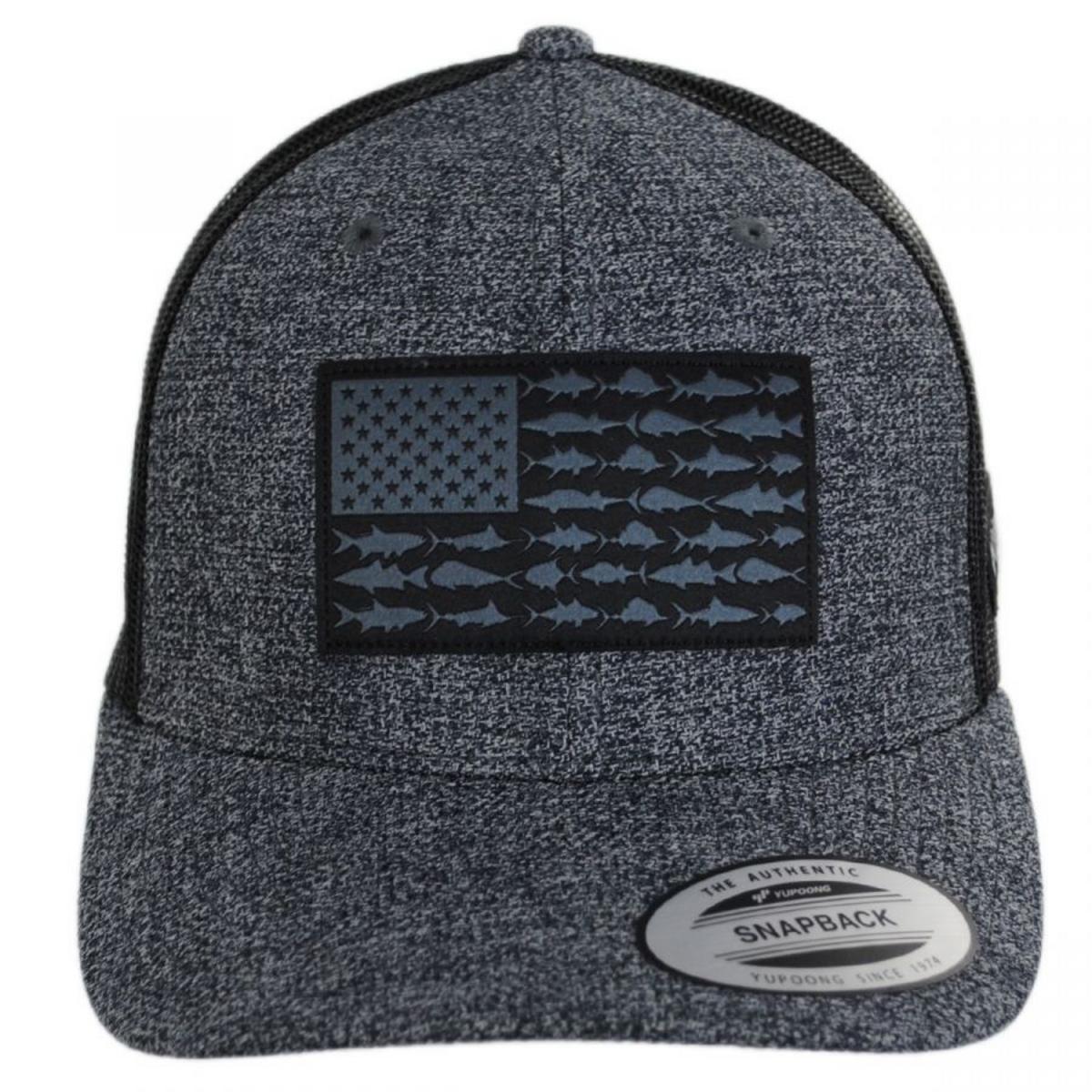 Columbia Sportswear | PFG Fish Flag Mesh Snapback Baseball Cap | 400151 | front | GRILL HEATHER/BLACK