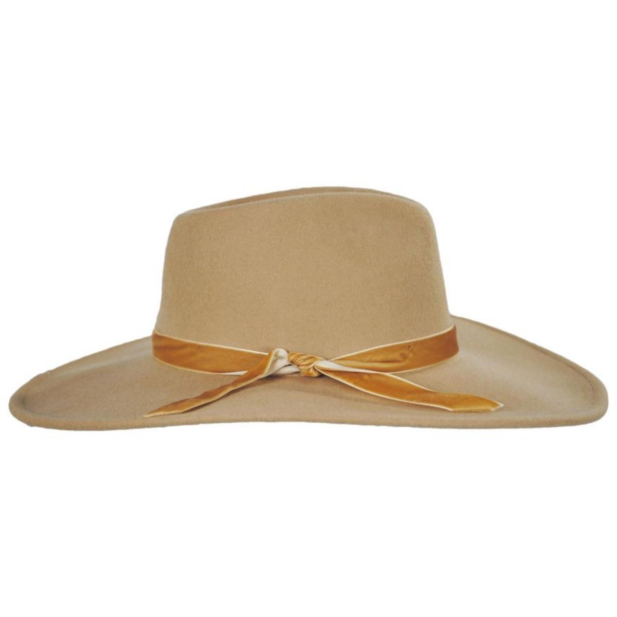 Scala | Calista Wide Brim Wool Felt Fedora Hat | 123420 | profile | TAN