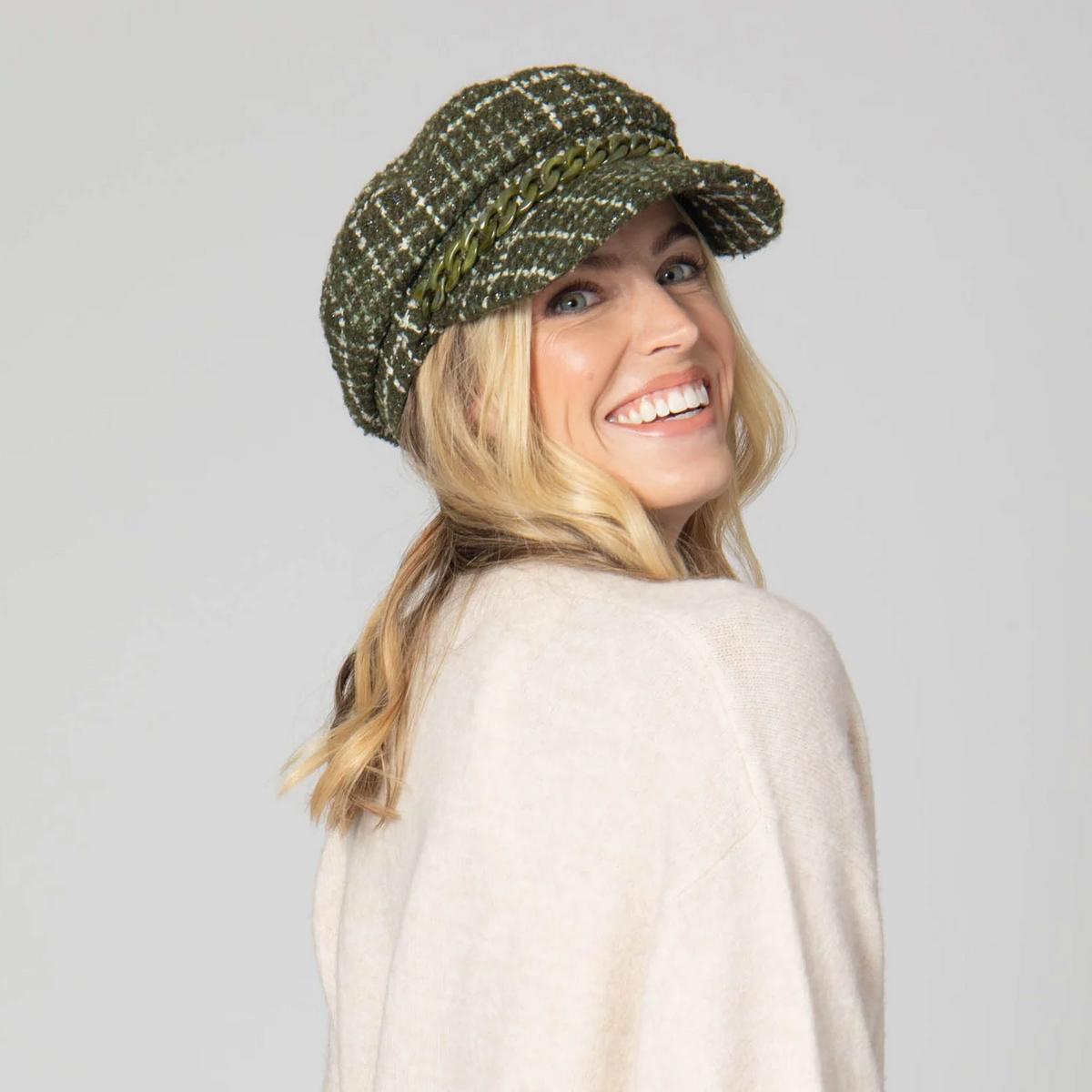 San Diego Hat Company | Emmy Lou Tweed Cabbie Cap | 108655 | lsfone | GREEN