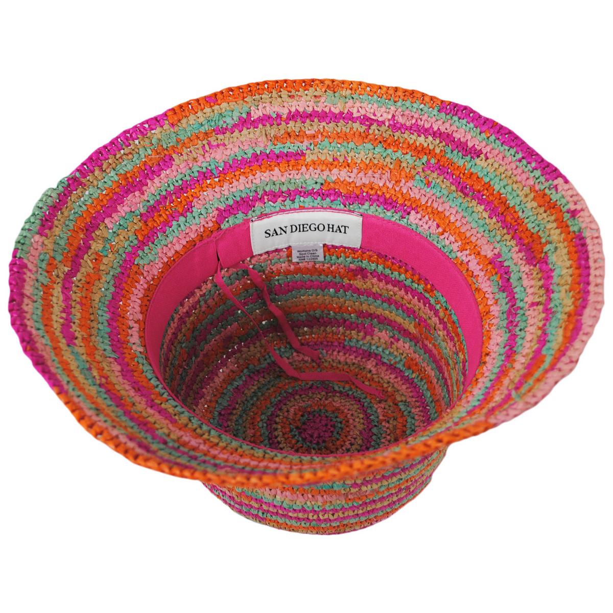 San Diego Hat Company | Iris Raffia Straw Bucket Hat | 103689 | under | MULTI PINK