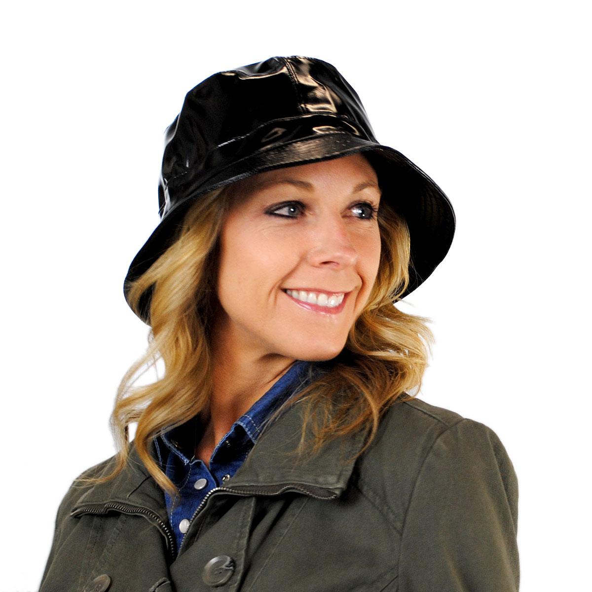 sur la tete | Wholesale Vinyl Rain Bucket Hat B2B Pre-Pack | B2B186301 | profile | BLACK