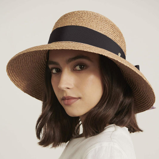 Helen Kaminski | Newport Raffia Straw Sun Hat | 120831 | lsfone | NOUGAT/MIDNIGHT