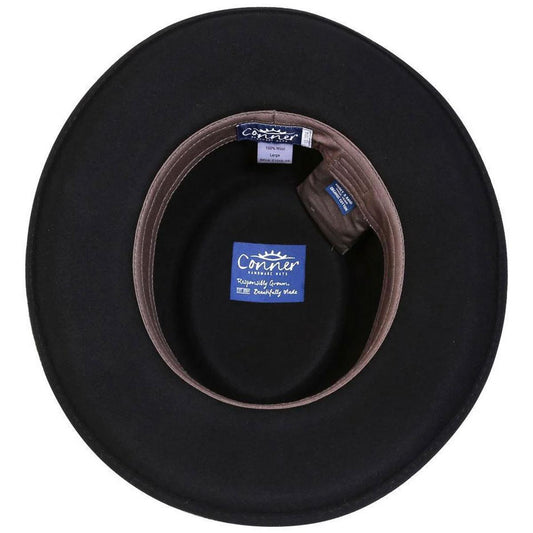 Conner | Leather Conch Band Wool Felt Gambler Hat | 130912 | under | BLACK