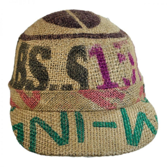 Hills Hats of New Zealand | Havana Coffee Works Jute Gulf Cadet Cap | 147608 | front | MULTI