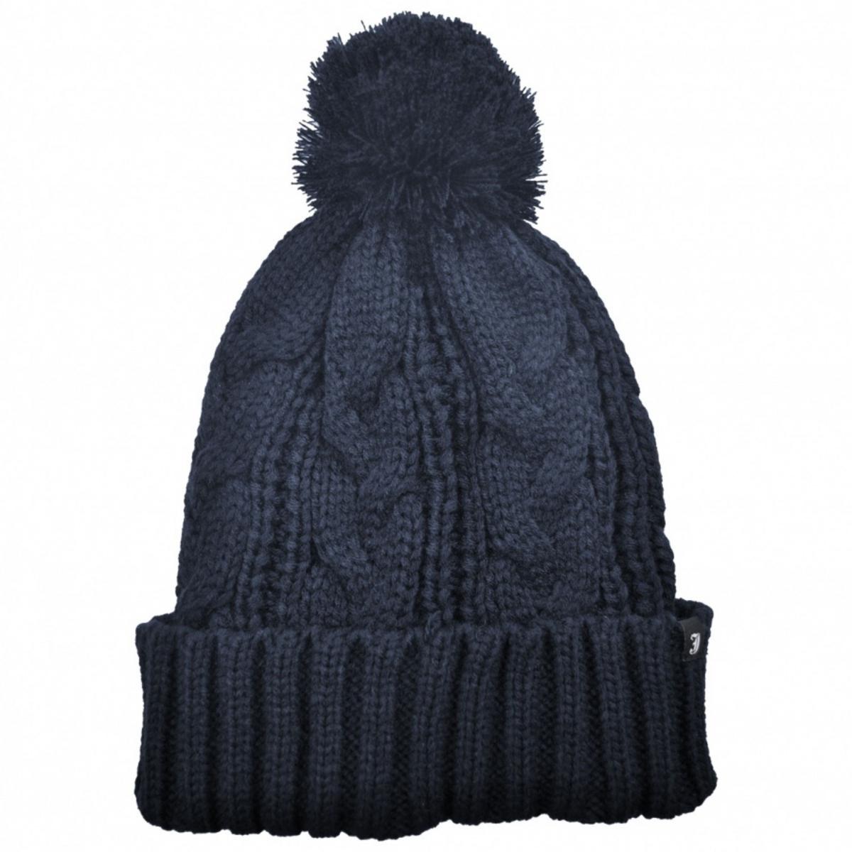 Jaxon Hats | Brooklyn Pom Knit Beanie Hat | 502913 | lead | NAVY BLUE