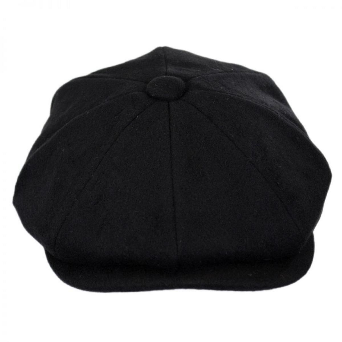 Jaxon Hats | Pure Wool Newsboy Cap | 167767 | front | BLACK