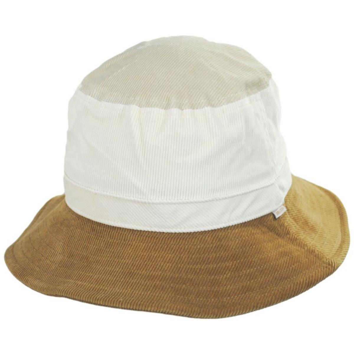 BRIXTON HATS | Petra Cotton Corduroy Packable Bucket Hat - FW22 | 185523FW22 | lead | DOVE/VANILLA