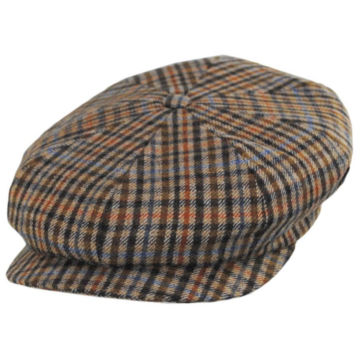 City Sport Caps | Plaid Cashmere + Wool Newsboy Cap | 175112 | lead | TAN