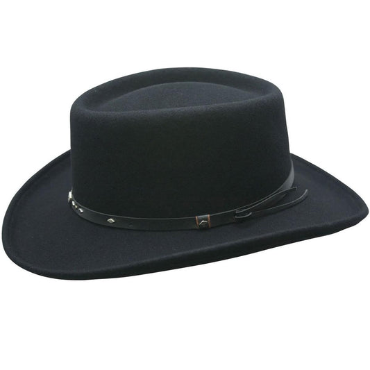 Conner | Leather Conch Band Wool Felt Gambler Hat | 130912 | lead | BLACK