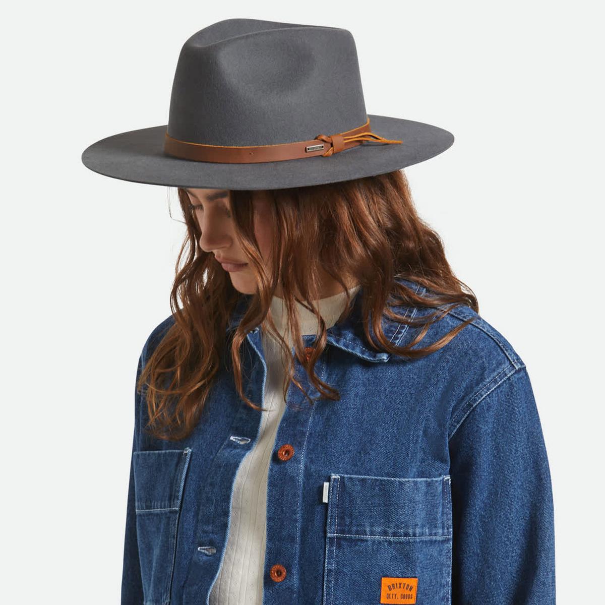 BRIXTON HATS | Hawkins Weather Guard Wool Felt Western Hat | 135613 | lsftwo | ASPHALT/BROWN